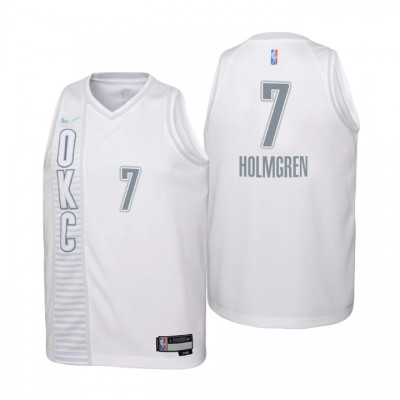 Oklahoma City Thunder #7 Chet Holmgren Youth Nike White 202122 Swingman Jersey - City Edition